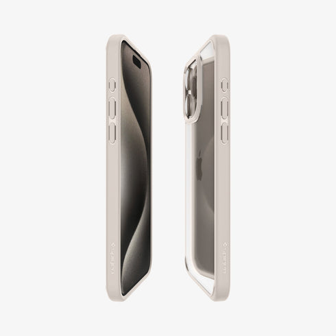 ACS07209 - iPhone 15 Series Ultra Hybrid Case in Natural Titanium showing the back